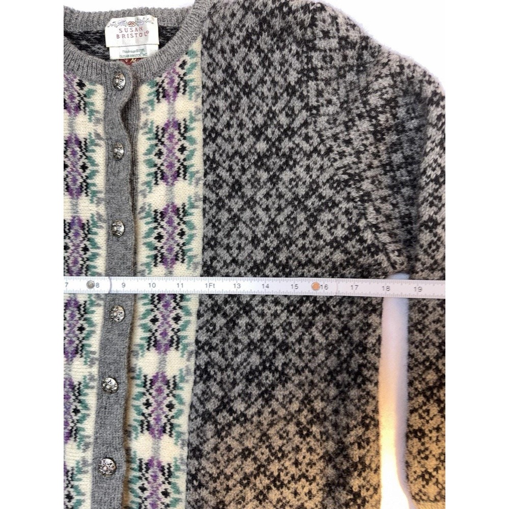 Vintage Susan Bristol Wool Cardigan Sweater M Fair Isle Western Cottagecore - Picture 6 of 7